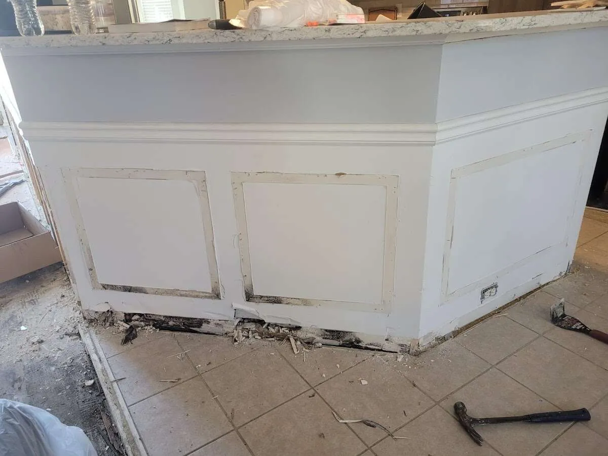 Water damage and mold on kitchen during Storm Damage Restoration in Laurinburg